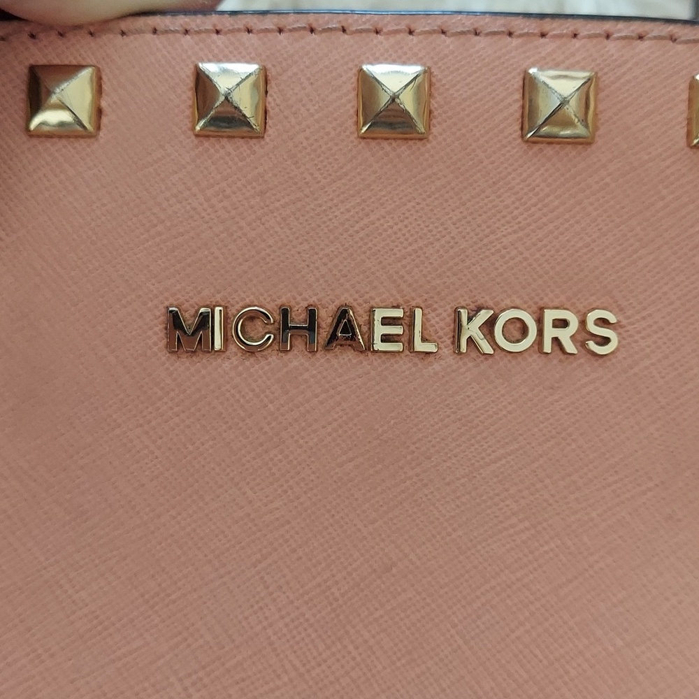 Michael Kors Blush Pink Satchel with Gold Studs - Picture 2 of 6